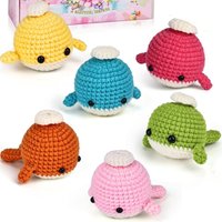 6 PCS Whales Crochet Animal Kit for Beginners Tutorial Beginner-Friendly Cotton Knitting Yarn Thread Needles Hook Knit Tool Set