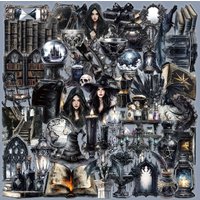 10/30/50pcs Cool Pet Transparent Cartoon Gothic Dark Magic Witch Stickers Skateboard Motorcycle Laptop Car Scrapbooking Sticker