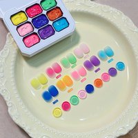 9-color nine-square grid neon solid nail polish, UV gel, DIY nail art, artistic nail art, painting, various nail art techniques