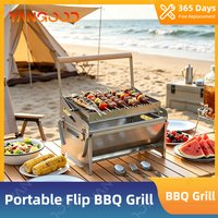 Washable 360° Foldable Rotating Charcoal Grill Stainless Steel BBQ Net for Camping Beach Outdoor Home Barbecue Use