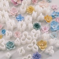 3Pcs/Set Hydrangea Flower Petals Polymer Clay Cutters Mold for DIY Chrysanthemum Earrings Jewelry Soft Pottery Cutting Die Tools
