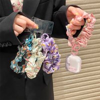 Women Silk Satin Scrunchies Universal Phone Lanyard With Clip Wrist Strap Hanging Cord Anti-lost Chain For Keychain Earphone
