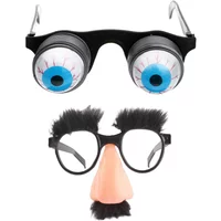 Scary Disguise Eyeball Glasses Goo Goo Eye Glasses Disguise Glasses with Funny Nose Eyebrows and Mustache for Halloween Party