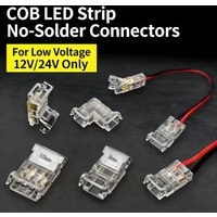 LED strip with hand-pressed single-head wire, featuring an L-shaped connector for COB/SMD compatibility, ensuring no dark areas