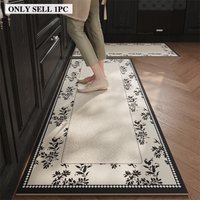 Kitchen Floor Mat Waterproof PVC Oil-proof Non-slip Leather Mats Floral Carpet Long Size Rug French Style Home Decoration Rugs