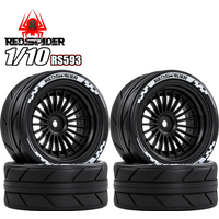 RED SPIDER 4Pcs 1/10 RC On Road Tires And Plastic Rally Wheels 12mm Hex For 1/10 On Road Drift RC Car TT02 TT01 XV01 XV02
