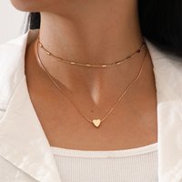 2Pcs Fashion Simple Heart Pendant Necklace For Women Gold & Silver Color Neck Chain Choker Girls Trendy Party Jewelry Gift