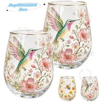 2026 Garden Hummingbird Morning Bliss Glass Tea Cup,Elegant Gold Rimmed Glassware with 14 Oz,Clear Cup for Loose Leaf for Women