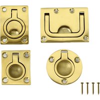 Marine 316 Stainless Steel Brass Plating Hatch Pull Handle with Mounting Screws Round Square Flush Lift Ring for Boat