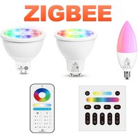 GLEDOPTO Zigbee 3.0 Pro 4W 5W RGB+CCT LED Smart Bulb MR16 GU10 E14 Led Lamp Compatible Echo Alexa APP/Voice/RF Remote