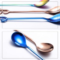 Creative Music Note Teaspoons - Set of 6 Multi-Color Stainless Steel Coffee Spoons 18/10 Kitchen Utensils with Musical Staff Sha