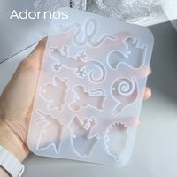Full Page 9PCS Animal Resin Silicone Mold Frog Snake Snail Lizard keychain Resin Mold Squirrel Hedgehog Epoxy Resin Filling Mold