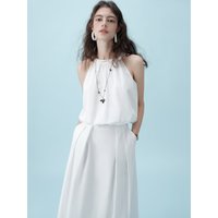 ZIQIAO 【Self-Love】 Little White Dress - Petite Shirt & Skirt Set for Women New Summer 2025 Two-Piece Outfit 25ZQ92148+25ZQ92149