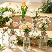 Modern Clear Hydroponic Flower Vase Mini Clear Ribbed Vases DIY Floral Arrangements Home Desktop Scene Wedding Party Decoration