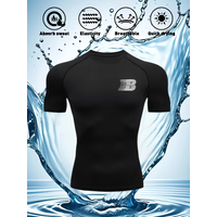 Men compression sports short sleeved T-shirt breathable sweat inducing quick drying suitable for gym basketball running cycling
