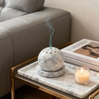 Travertine / Carrara White Marble Sphere Incense Burner Ball, Decorative for Hotel, Bathroom, Unique Home Decor Fragrance Accent