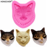 Cat Head Car Air Vents Aromatherapy Plaster Decorative Drip Mould DIY Handmade Chocolate Cake Dessert Decoration Silicone Moulds