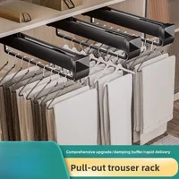 Top Mount Wardrobe Hanger Pulling Out Hangers Extendable Clothes Rail Adjustable Wardrobe Telescopic Rail Rack Trouser Organiser