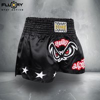 FLUORY Cat's Eye Embroidery Durable Muay Thai Shorts, Fighting Fitness Martial Arts Boxing MMA Training Shorts, Muay Thai Shorts