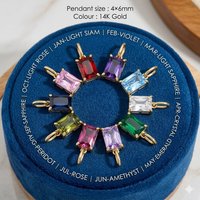 St-Delan Stainless Steel Rectangle CZ Birthstone Charms Multicolor Crystal Pendant for DIY Jewelry Making