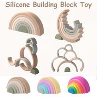 TYRY.HU 1set Baby Silicone Building Block Rainbow Soft Block 3D Educational Montessori Toys Baby Teether Gifts