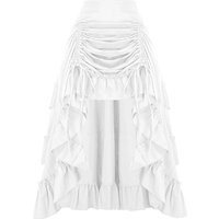 Women Goth Outfit Victorian Steampunk Ruffle Vintage Drawstring Layer High Low Skirt Long Bustle Skirt Halloween Pirate ZanCos