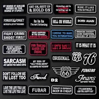 DIY Black White Written Words Patch Embroidered Cute Badges Hippie Iron On Kids Patches For Clothes Stickers Badge