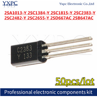 50pcs 2SA1013 2SC1384 2SC1815 2SC2383 2SC2482 2SC2655 -Y A1013 C1384 C1815 C2383 C2482 C2655 2SD667AC 2SB647AC D667 B647 TO-92L
