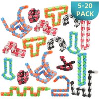 5-20 Pack Wacky Tracks Snap and Click Fidget Toys Finger Sensory Toys, 24 Links Snake Puzzles for Stress Relief, Party Bag