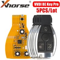 Xhorse VVDI BE Key Pro, żółta wersja, bez punktów, z obudową smart key, 3 przyciski/4 przyciski z funkcją paniki, do Mercedes Benz, 5 sztuk
