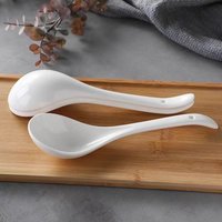 Ceramic Large Soup Spoon Bone China Household Big Soup Spoon White Marbling Tableware Home Kitchen Supplies Dinnerware 1pcs