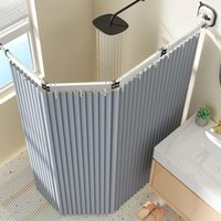 2025 Foldable Shower Curtain Set - Magnetic Waterproof Bathroom Partition, No Drill Tension Rod for Wet/Dry Separation Privacy