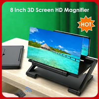 8 inch 3D HD Cell Phone Screen Amplifier Bracket 3-4X Zoom Curved Surface Foldable Display Magnifying Stand for 4.0-6.0 inch Pho