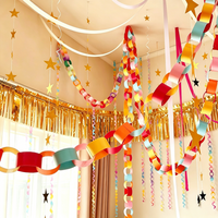 Sheets Colorful Paper Chains Strips and Crepe Paper Streamers,Gold Star Garlands Backdrop for Wedding Birthday Party Decorations