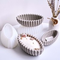 S/M/L Oval Striped Storage Bowl Silicone Mold Versatile Flower Pot Storage Box Ornament Resin Concrete Mold DIY Handmade Tools