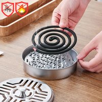 Stainless Steel Mosquito Coil Holder with Cover Round Mosquito Coil Tray Easy Clean Anti Mosquito Supplies for Home