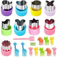 20 Piece Vegetable and Fruit Cutting Machine Set, with 10 Fruit Forks and 1 Release Rod, Mini Cookie Cutting Sandwich Knife
