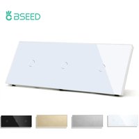 Bseed interrupteur mural tactile Standard ue Triple 3 gangs 1 voie interrupteurs muraux blanc noir cristal classe panneau interrupteur 300 W/Gang