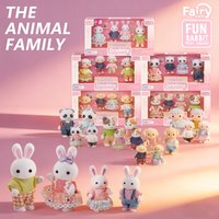 Dollhouse Forest Family Doll Rabbit Dog Minitature Doll Furniture Set With Box Pretend Play Simulation Doll House Role-Play Toys