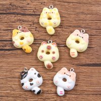 10Pcs/Lot 6 Color 21X29mm Cartoon Resin Charms Animal Cat Pendant Diy Findings 3D Keychain Bracelets Earrings For Jewelry Making