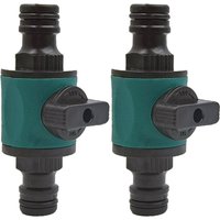 WUJIE 2PCS 16MM Garden Equal Hose Connector Repair w/ Shut Off Valve Tubing Tap Adapter Quick Joint for Watering Irrigation