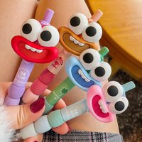 4pcs Cute big-eyed monster gel pen, black needle pen 0.5mm, exam signature pen, suitable for student office supplies