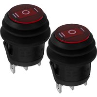 2Pcs Round Waterproof Rocker Switch 3 Pin 3 Position Off on Momentary Automotive Toggle Switch for Car Truck Camper Boat 12V LED