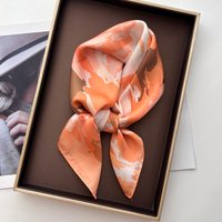 Luxury Color Square Scarf For Women Elegant Ladies Hijab Neckerchief Shawl Soft Stain Imitation Silk Scarves For Travel Beach