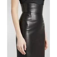 Women Vintage Matte Faux Leather Mid Skirts Office Ladies Hem Split High Waist PU Straight Skirt New Casual Entertainment Custom
