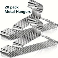 20 Stück robuste Kleiderbügel aus Edelstahl 201, spurlos, extra lange Kleiderhaken für Zuhause, Wohnheim, Kleidungsstück, Organizer