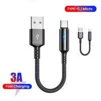 0.25m USB to Type C / Micro USB Cable Fast Charging Data Cable Short Portable Mini Charge Cable For Power Bank Mobile Phone Wire