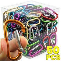 50pcs Colorful Multi-functional Aluminum Carabiner Snap Hook Keychain for Men Paracord Outdoor Activities Hiking Camping Tools