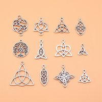 12pcs Antique Silver Color Triquetra Knot Charms Collection For DIY Jewelry Making, 12 Styles, 1 of Each