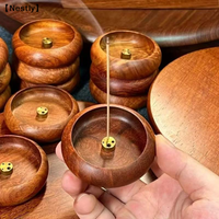 1Pcs Agarwood Tray Holder North American Black Walnut Solid Wood Incense Stick Handmade Tea Ceremony Round Incense Burner〔Nest〕